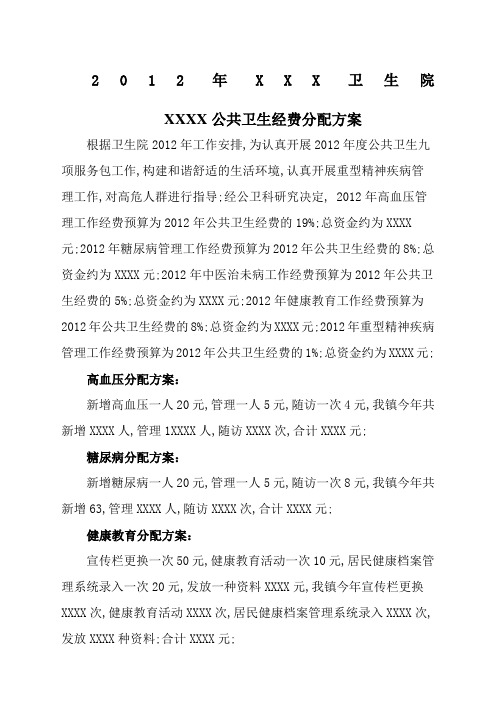 公共卫生经费分配方案