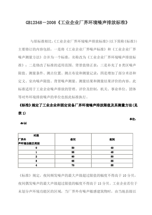 工业企业厂界环境噪声排放标准(GB12348-2008)