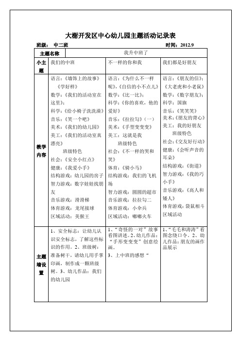 主题活动记录表