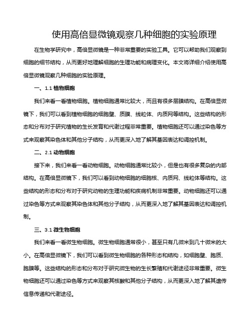 使用高倍显微镜观察几种细胞的实验原理