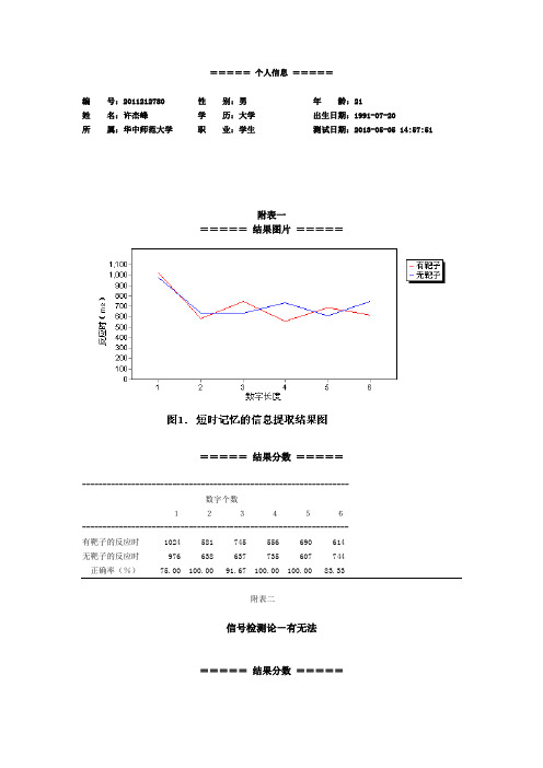 实验心理学实验报告