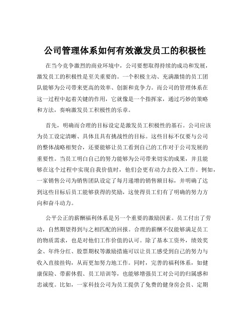 公司管理体系如何有效激发员工的积极性