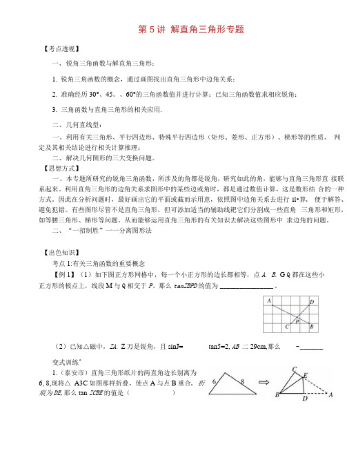 中考数学思维方式讲义第5讲解直角三角形专题