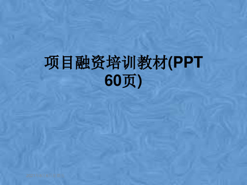 项目融资培训教材(PPT 60页)