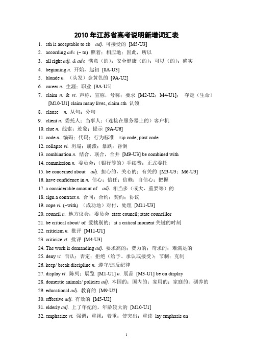 高考必备2010年江苏高考英语重点词组