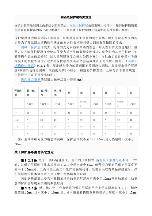 钢筋砼保护层规定