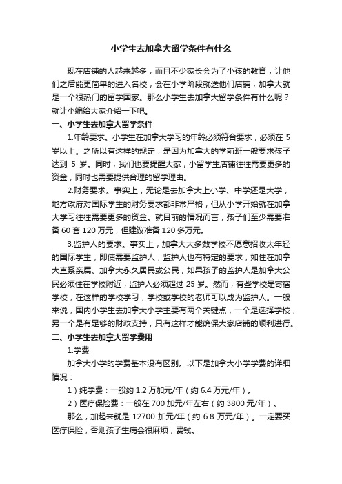 小学生去加拿大留学条件有什么