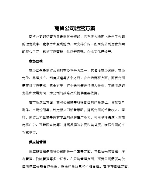 商贸公司运营方案