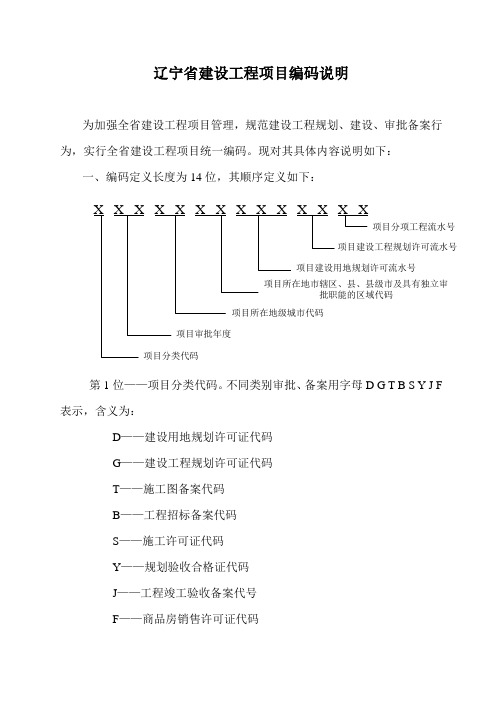 辽宁省建设工程项目编码说明