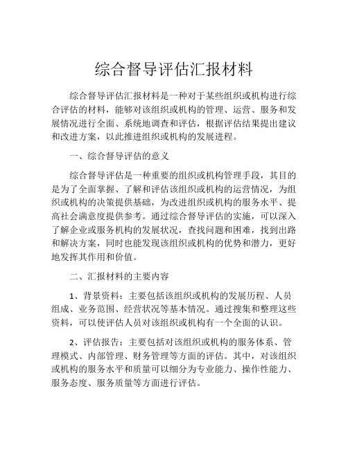 综合督导评估汇报材料