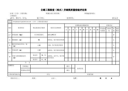 14公路工程检查(雨水)井砌筑质量检验评定表