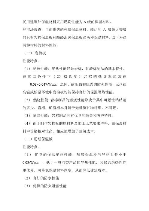 燃烧性能为A级的保温材料