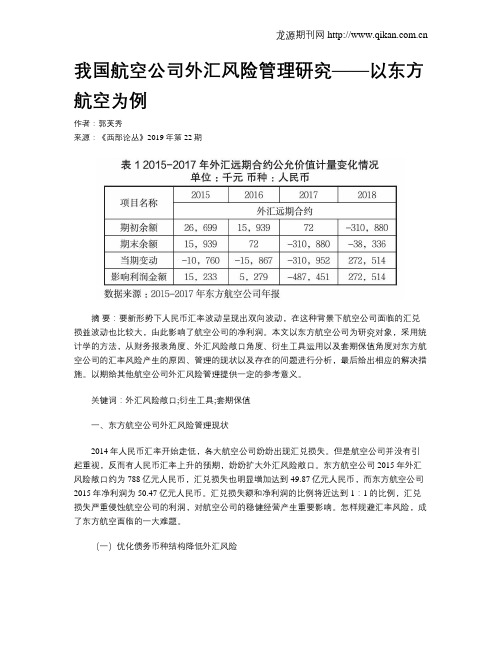 我国航空公司外汇风险管理研究——以东方航空为例