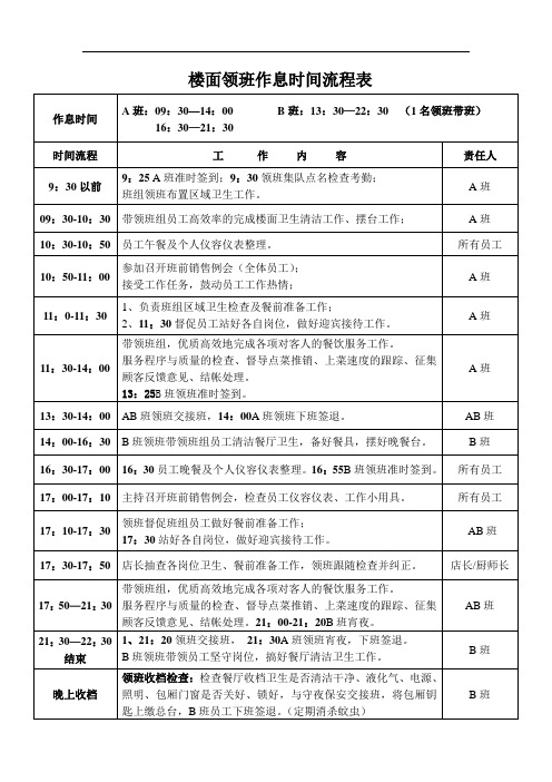 领班作息流程