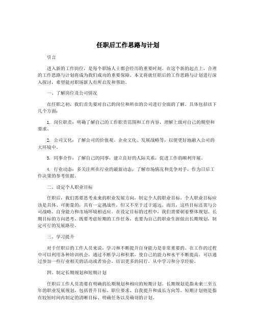 任职后工作思路与计划