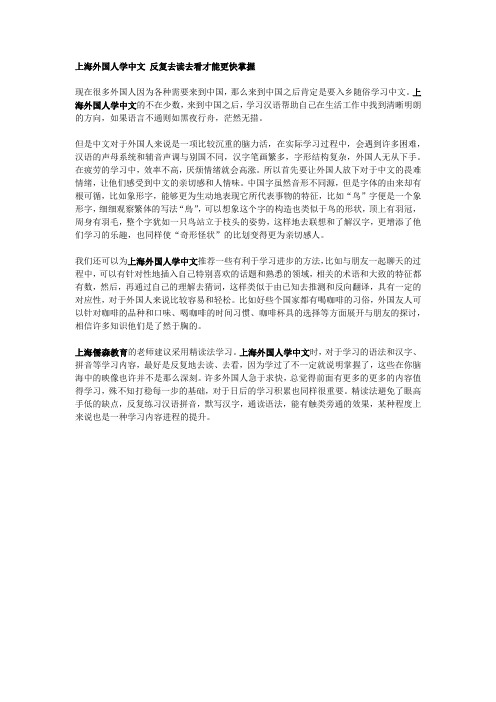 上海外国人学中文 反复去读去看才能更快掌握