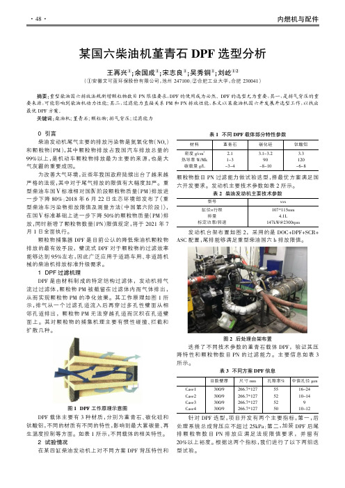 某国六柴油机堇青石DPF选型分析