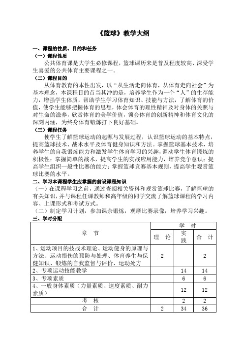 《篮球》教学大纲