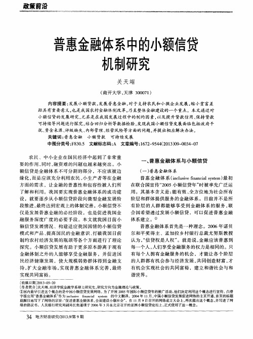 普惠金融体系中的小额信贷机制研究