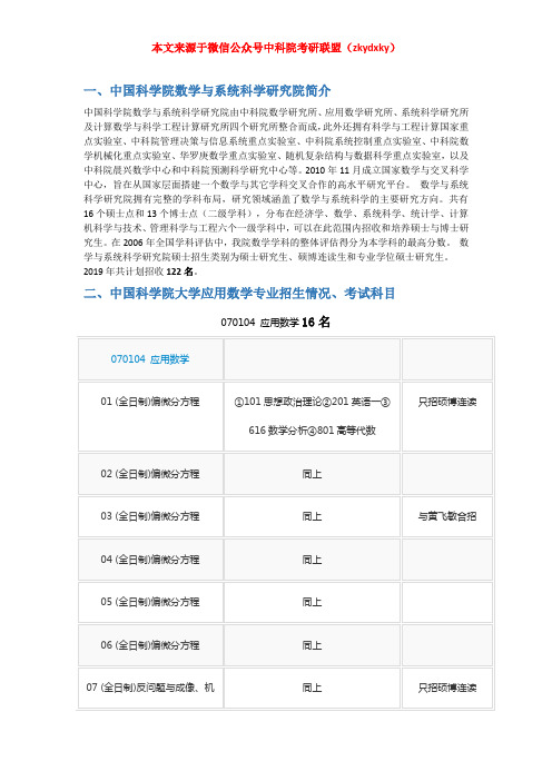 2020-2021年中国科学院大学(中科院)应用数学考研招生情况、分数线、参考书目及备考经验