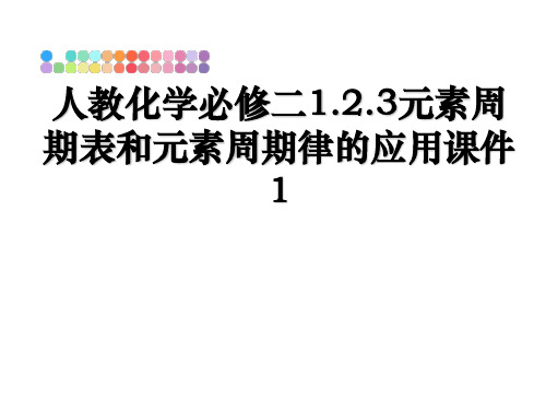 最新人教化学必修二1.2.3元素周期表和元素周期律的应用课件1教学讲义PPT