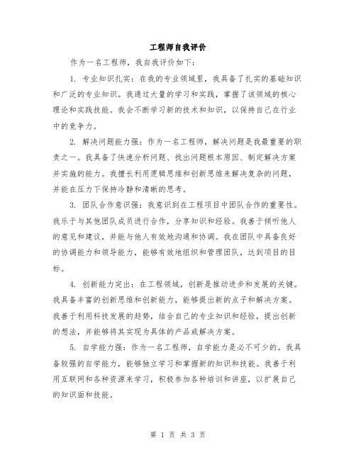 工程师自我评价