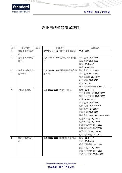 产业用纺织品测试项目