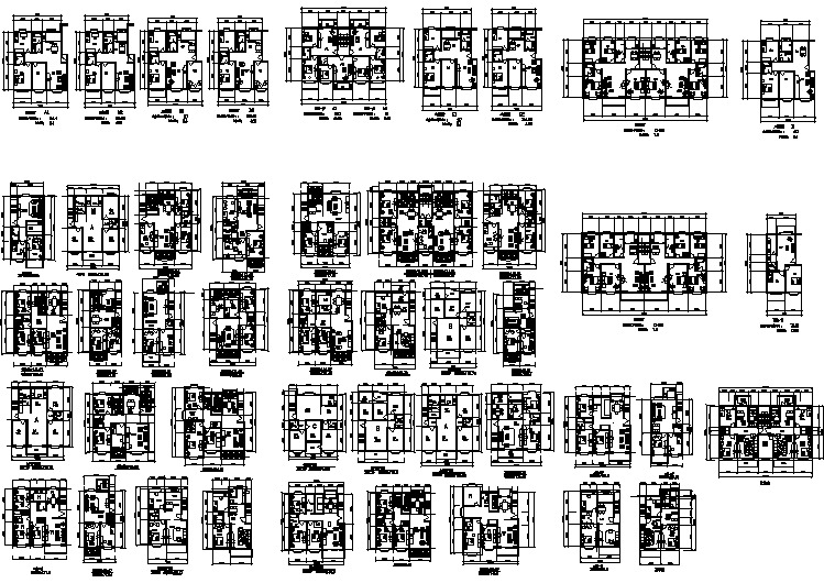 武汉市瀚蓝花园小区70-140平米的户型设计CAD图纸（共46张）