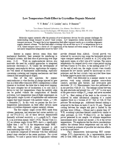 Low temperature field-effect in crystalline organic material