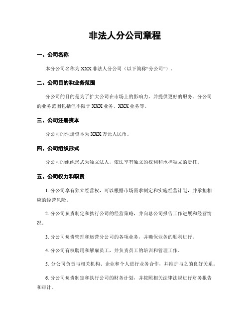 非法人分公司章程