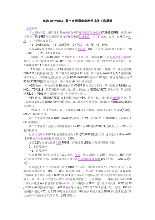 海信DP2906H数字高清彩电电路组成及工作原理