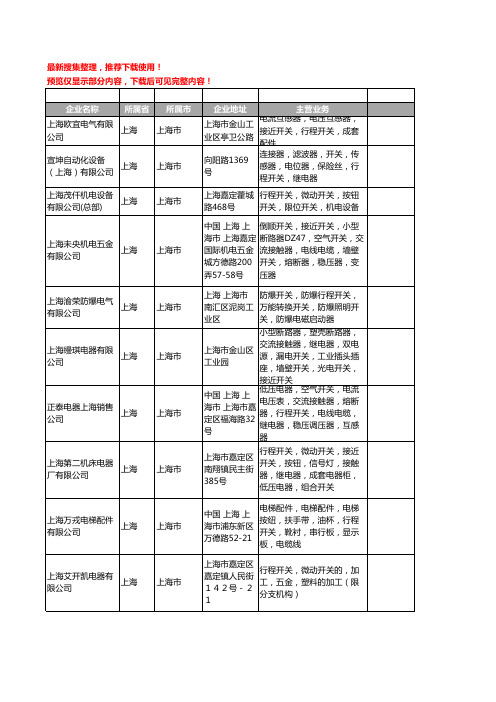 新版上海市行程开关工商企业公司商家名录名单联系方式大全143家