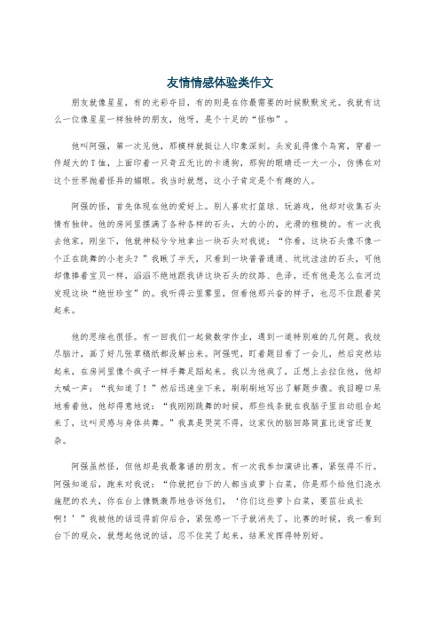 友情情感体验类作文