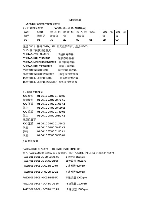 MODBUS通讯调试指导说明