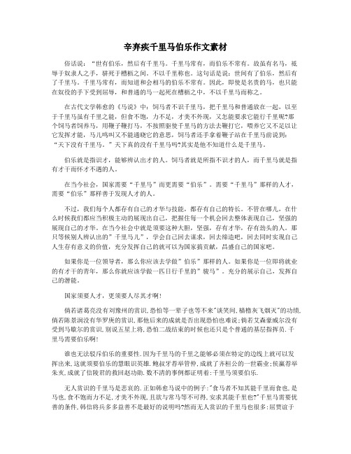 辛弃疾千里马伯乐作文素材