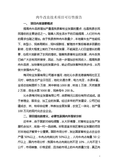 肉牛改良技术项目可行性报告
