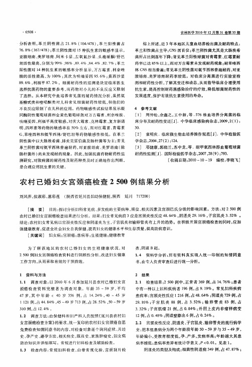 农村已婚妇女宫颈癌检查2500例结果分析