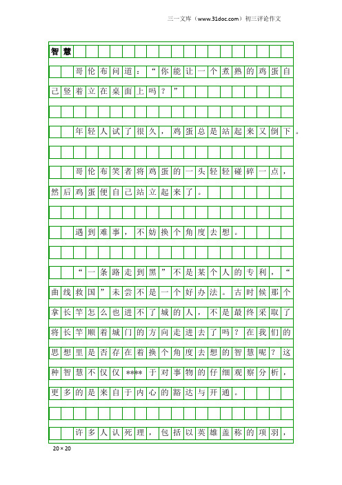 初三评论作文：智慧