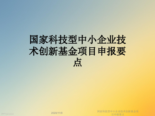 国家科技型中小企业技术创新基金项目申报要点