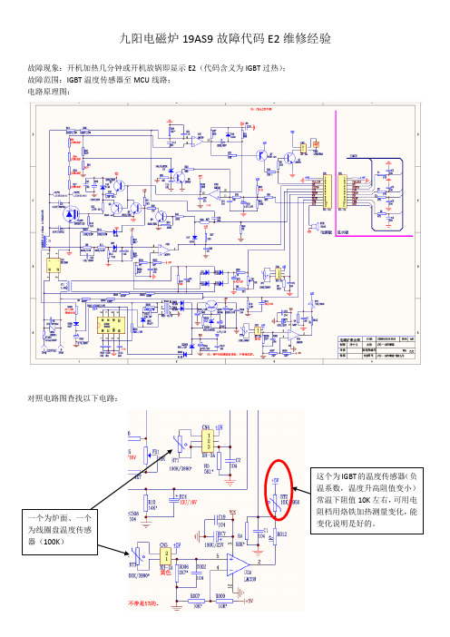 九阳电磁炉19AS9故障代码E2维修经验