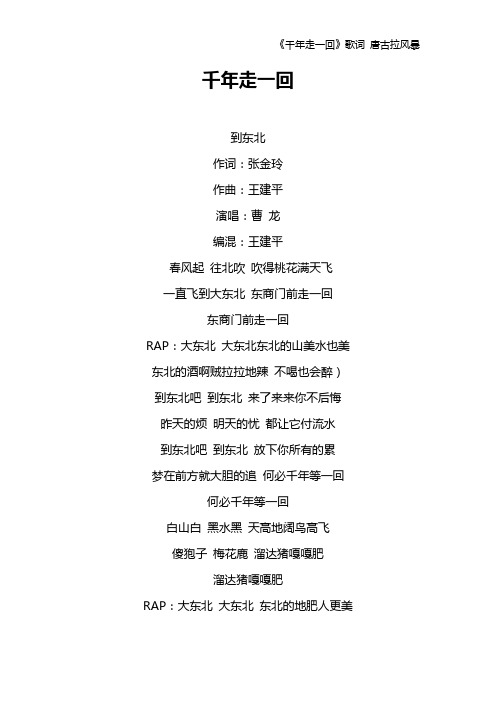 《千年走一回》歌词 唐古拉风暴