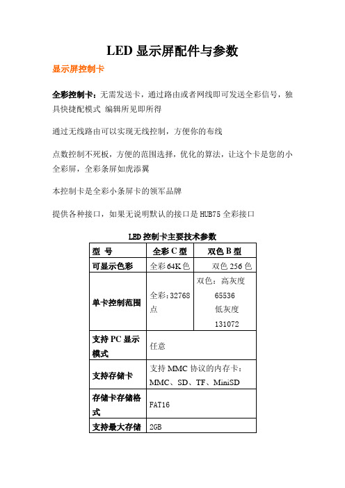 LED显示屏配件与参数