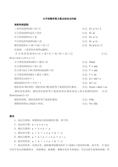 西安市【小升初】小升初数学复习重点知识点归纳