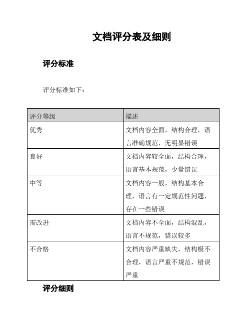 文档评分表及细则