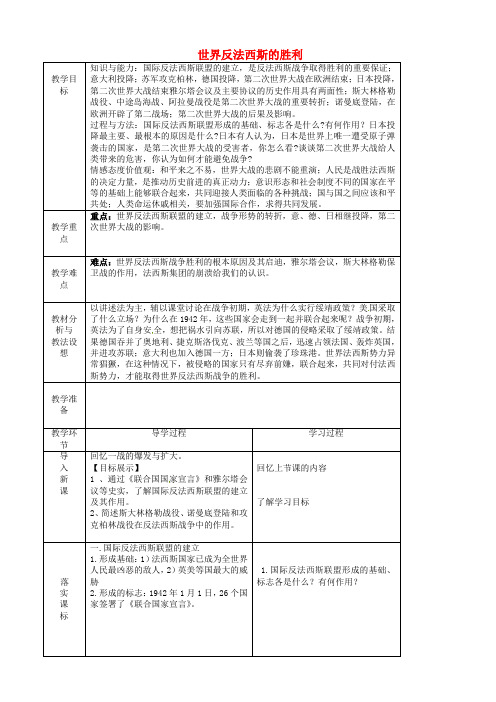 九年级历史下册_第7课《世界反法西斯的胜利》教案_新人教版