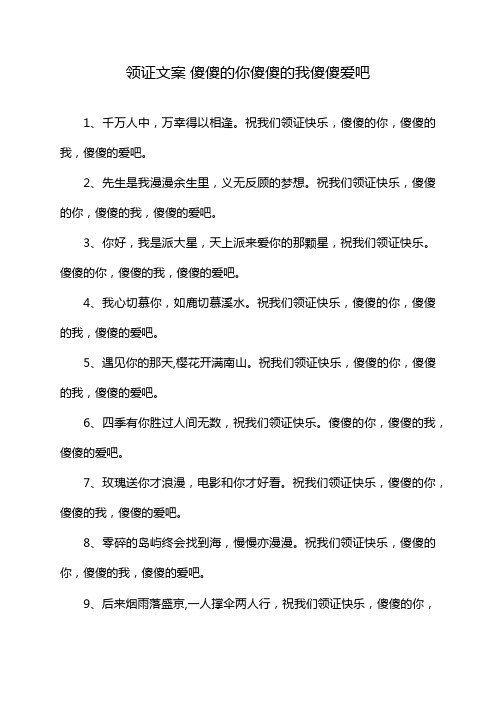 领证文案 傻傻的你傻傻的我傻傻爱吧