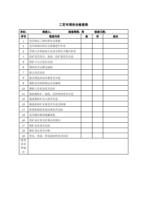 工艺专项安全检查表