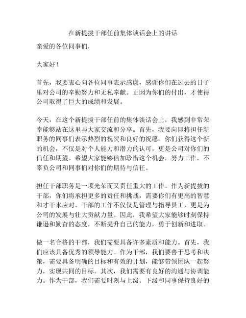 在新提拔干部任前集体谈话会上的讲话