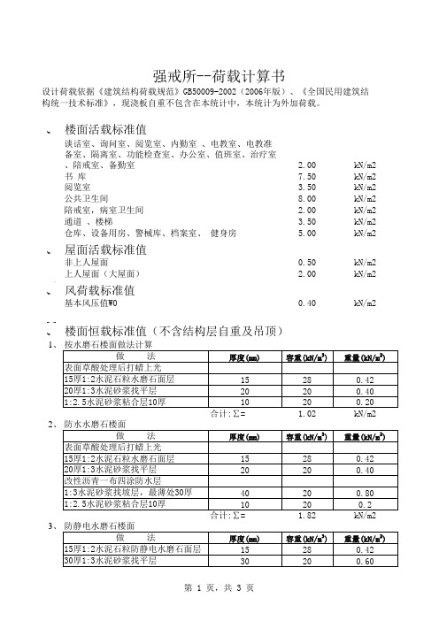 土木工程毕业设计—结构计算—荷载计算-强戒所