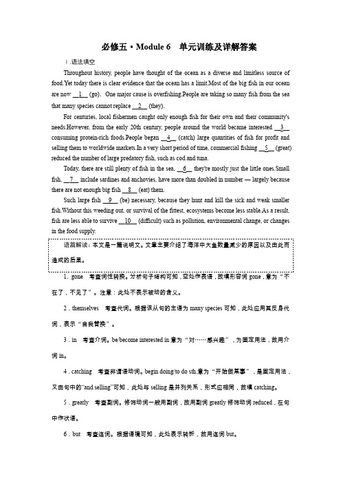 高中英语必修五Module 6单元训练及详解答案